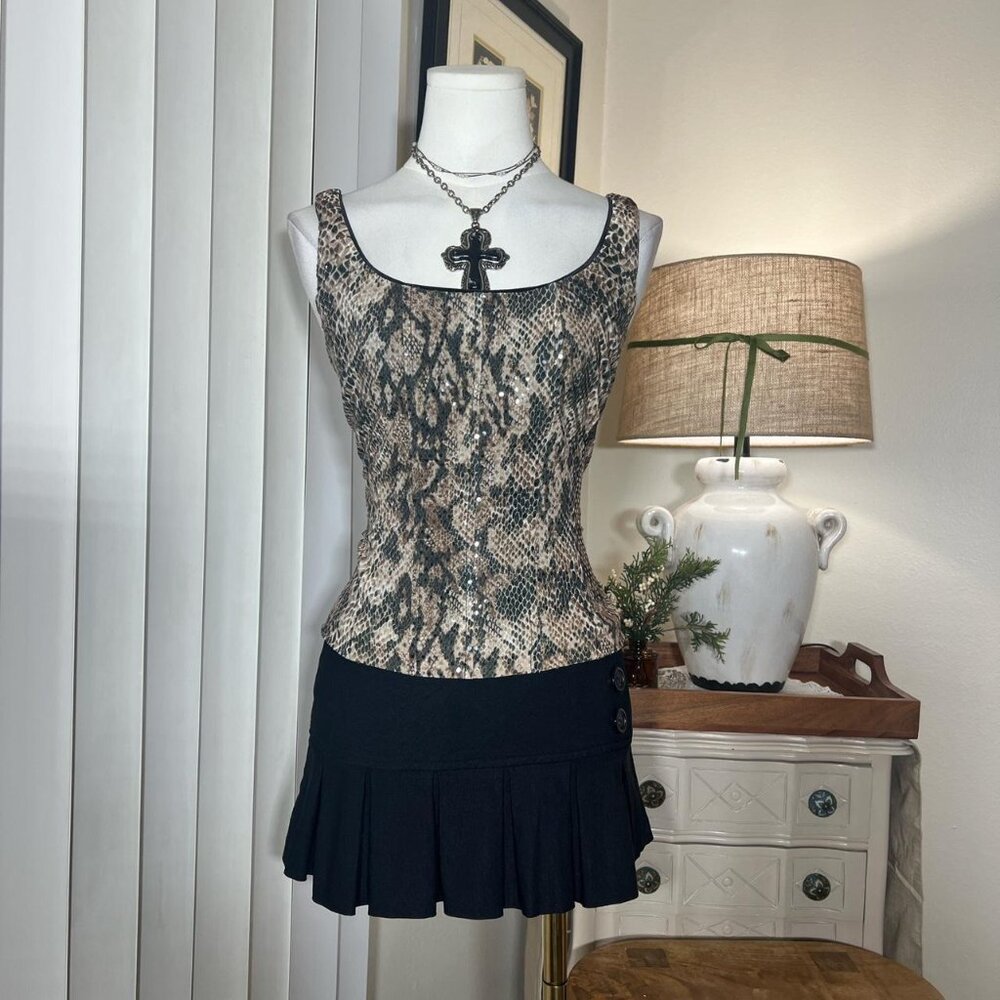 Vintage Cache Sequin Snakeskin Corset Top